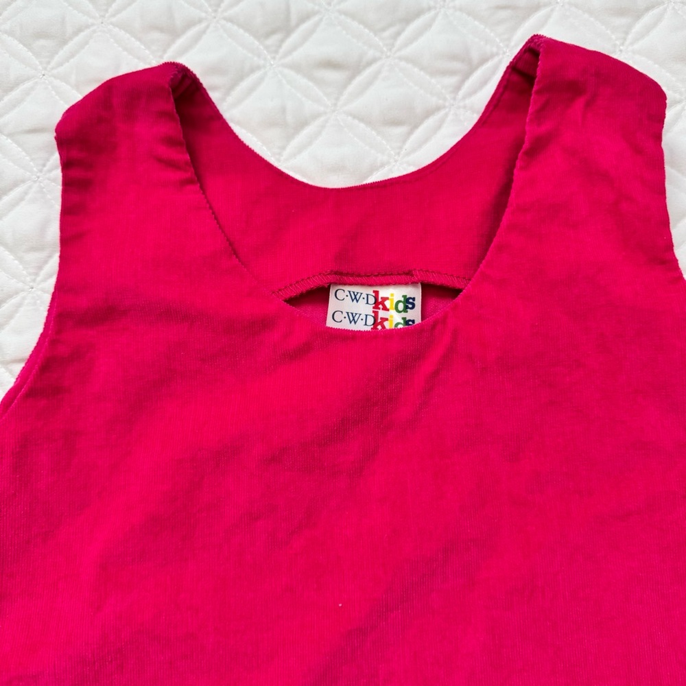 CWD Kids Pink Corduroy Sleeveless Pullover Jumper Dress Rainbow Heart Pocket 6x - Picture 2 of 12